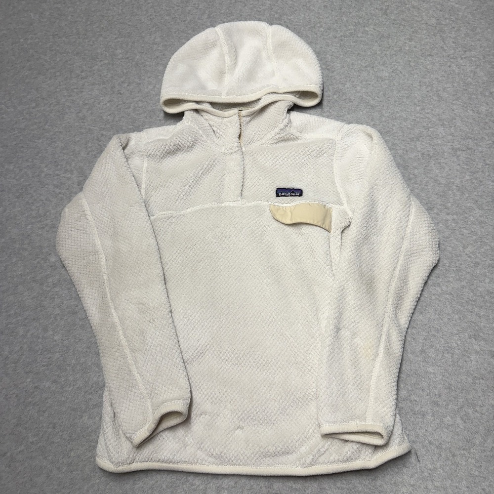 Patagonia Re Tool Hoodie Womens XS White Fleece 1/4 Snap Pullover Hiking Outdoor